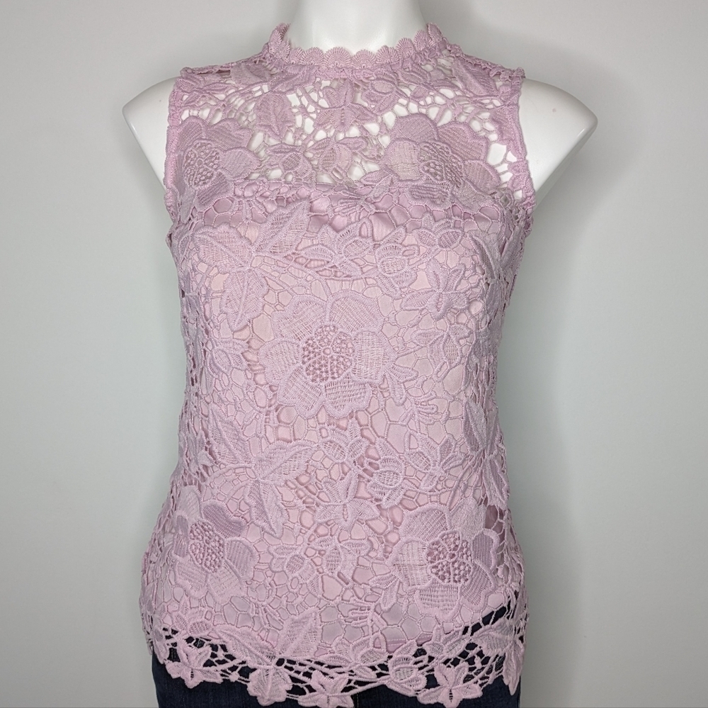 Nanette Lepore purple floral lace sleeveless top XS
